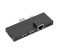 Yctze Estación de Acoplamiento para Surface Pro 6 5 4, Adaptador de Concentrador USB 3.0 6 en 1 con RJ45 4K HDMI 2 Puertos USB 3.0 2 Ranuras para Tarjetas, Transferencia de Datos de 5 (Negro)
