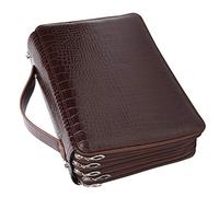 Yctze Estuche para Lápices de Colores de Gran Capacidad, Bolsa de Almacenamiento Portátil de PU con 252 Orificios y Correa para Artistas (Café)