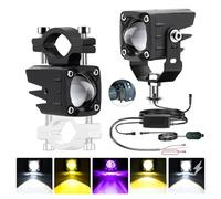 Yctze Focos LED para Motocicleta, 120 W, 18000 Lúmenes, Luz Blanca, ámbar y Púrpura de Triple Color con Lente de Doble Enfoque y Resistencia Al Agua IP68, para Motocicleta, Coche, SUV,