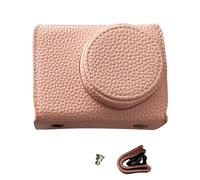 Yctze Funda de Cuero PU para Cámara, Cubierta Protectora Forrada Suave con Correa para el Hombro y 1 Orificio de 4 Hilos Integrado para Cámara ZV1 ZV 1 (Rosada)