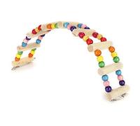 Yctze Juguete de Madera para Escalar con Puente Colgante para Loros y Mascotas, con Cuentas de Colores, Seguro, No Tóxico y Fácil de Colgar para Enriquecer el Tiempo de Juego de los Pájaros (6*39cm)