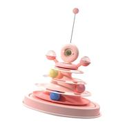 Yctze Juguete Interactivo para Gatos con 3 Pistas y Orificio para Plumas, Seguro, Fácil de Montar y Divertido para Gatos de Todas Las Edades Que Juegan en Interiores (Pink)