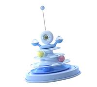 Yctze Juguete Interactivo para Gatos con 3 Pistas y Orificio para Plumas, Seguro, Fácil de Montar y Divertido para Gatos de Todas Las Edades Que Juegan en Interiores (Azul Marino Profundo)