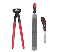 Yctze Kit de Herramientas de Reparación de Pezuñas - Archivo de Doble Cara de Acero Profesional, Recortador de Pezuñas, Alicates para Caballos, Ganado, Ovejas, Burros, Seta de Herramientas de Cuidado