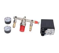 Yctze Kit de Válvula de Presión para Compresor de Aire, 90-120 PSI | Salida de aire ajustable, plástico resistente y latón, 2 medidores para un fácil monitoreo
