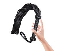 Yctze Látigo de Cuero Sintético para Montar a caballo: Cultivo de Entrenamiento de 23,4 Pulgadas para Actividades Ecuestres, Cosplay y Más (BLACK)
