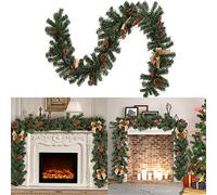 Yctze Lujosa Guirnalda Navideña de Frutos Rojos de 0,8 M con Luces - Decoración Interior/exterior de PVC para Días Festivos (#86)