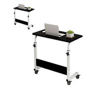 Yctze Mesa de Noche Elevable C S con Metal Ame, 60x40cm e Escritorio para Computadora Portátil para sofá Casero, Color Nogal (Black)