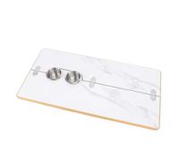 Yctze Mesa Plegable de Madera de 15,75x31,5 Pulgadas con Elegante Patrón de Mármol, Portavasos de Acero Inoxidable, para Vehículos Recreativos y Camiones