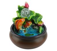 Yctze Mini Fuente de Agua Feng Shui de Escritorio con Función de de la Suerte y Bola de Cristal Giratoria para Decoración Interior del Hogar y la Oficina, Utiliza Enchufe de la UE