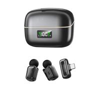 Yctze Mini Micrófono Lavalier Inalámbrico con Reducción de Ruido, Cambiador de Voz, Micrófono de Solapa con Algoritmo AI y Duración de Batería de 20 Horas para Grabación de Vídeo, (Albaricoque Negro)