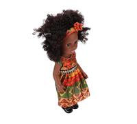 Yctze Muñeca Negra de 14 Pulgadas con Atuendos Elegantes y Cabello Afro