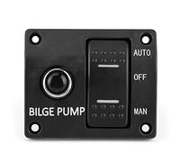 Yctze Panel de Interruptores de Bomba de Achique de 12V 24V MAN-OFF-AUTO con Indicador LED Portafusibles Disyuntor Incorporado de 15A para Control Automático del Interruptor de Flotador