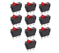 Yctze Pin Rocker KCD3 Encendido Apagado Luz Roja 2 Posiciones 10 Uds Accesorios para Electrodomésticos Interruptores Industriales Interruptores de Palanca
