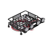 Yctze Portaequipajes de Techo de Tamaño Pequeño con 4 Luces LED para Axial SCX10/10 Escala RC Crawler Car Equipaje de Portaequipajes RC, de Techo, de, de con Luz Redonda, R (4 Blanco)