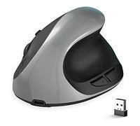 Yctze Ratón Vertical Inalámbrico de 2,4 G, Ratón Ergonómico Silencioso con 6 Botones, Ratón óptico Ajustable de 3 dpi, con Receptor USB, Reduce el Dolor de Muñeca, para Ordenador (Gris)