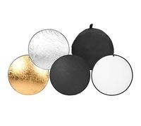 Yctze Reflector de Fotografía Plegable 5 en 1 Tela Reflectante Panel Reflector Plegable Redondo de Doble Manija Fotografía Interior Luz de Relleno Panel Portátil Ovalado Video de Estudio (110cm)