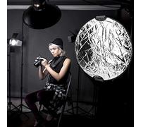 Yctze Reflector de Fotografía Plegable 5 en 1 Tela Reflectante Panel Reflector Plegable Redondo de Doble Manija Fotografía Interior Luz de Relleno Panel Portátil Ovalado Video de Estudio (80cm)