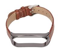 Yctze Reloj Ba de Cuero de Liberación Rápida con Patrón para Mi Band 6/5 NFC - Correas Elegantes y de Reloj (marrón negro)