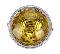 Yctze Suzuk Universal Faro de la Faro delantero redondo modificado con lente amarillo retro para motocicleta, compatible con CG125 GN125 (electrochapado)