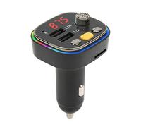 Yctze Transmisor FM con USB Dual, Llamada Manos Libres, LED Retroiluminado de 7 Colores, Compatible con Disco U y Tarjeta de Memoria para Automóvil