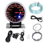 Yctze Turbo Boost Gauge, DC12V 2.5 pulgadas 60 mm 3.0 LED Bar Modificación de automóvil Turbo Boost Gauge Indicador de medidor para manómetro turbo, manómetro turbo, manómetro