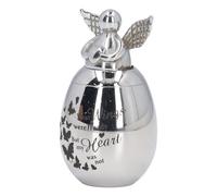 Yctze Urna de Cremación para Mascotas de Acero Inoxidable de 30 X 40 Mm | Exquisito, Resistente Al óxido y Conmemorativo para Cenizas, para Repisa o estantería. (Mariposa De Gran Tamaño)