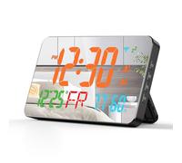 Yctze WiFi Reloj de Escritorio con Calendario, Termómetro e Higrómetro Inteligente, Pantalla LED, Calibración Automática, Control de Aplicaciones para el Hogar y la Oficina (Orange)