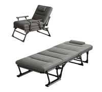YCVAWEOD 2 en 1 Silla de salón de Cama Plegable con colchón y reposacabezas 6 posición Acampar Ajustable cot Patio al Aire Libre LWX