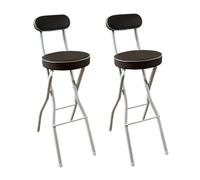 YCVAWEOD 2pcs taburetes de Bar Plegable con Respaldo para Adultos sillas Altas portátiles Redondas para la Oficina de la Oficina de Campamento Jardín de baño - 75 cm (29.5 Pulgadas) - marrón LWX