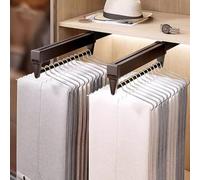 YCVAWEOD Cosete de extracción Ajustable Varilla de Valet y Estante de Pantalones Que ahorran colgilla de Ropa corredera para guardarropa de Almacenamiento en Negro 51.5cm/20.3in LWX