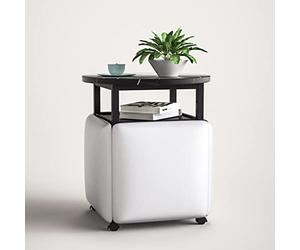 YCVAWEOD Cubo de Asientos con Ruedas giratorias y Mesa de café Combo de Taburete de Silla otomana apilable Ideal para Sala de Estar y Oficina en casa LWX