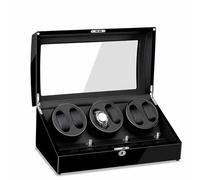 YCVAWEOD Envernadora de Reloj automática de Lujo con 6 Posiciones de devanado y 7 Estuche de Almacenamiento Luz LED LED 4 Modo de rotación Caja de visualización de Madera para Hombres y Mujeres LWX