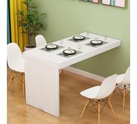 YCVAWEOD Estante Plegable telescópico Invisible, Mesa de Madera montada en la Pared para Cocina, Comedor, Sala de Estar, balcón, tocador Compacto para el hogar (Blanco + Marco Blanco) LWX