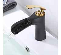 YCVAWEOD Gold de baño Batinero Fregadero Manejo de una Sola Cascada Cubierta Cubierta de Agua de Agua fría y montada LWX