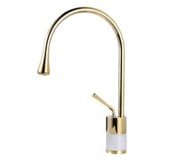 YCVAWEOD Golpe de baño de mármol Dorado Grifo de latón de latón Mezclador de Agua fría Caliente para Lavabo un Solo Orificio sobre la Cuenca del mostrador Acabado Blanco de Oro LWX