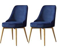 YCVAWEOD Juego de 2 sillas de Cocina de Terciopelo con Patas de Metal - Elegante Comedor Azul y sillas de salón de Oficina con respaldos - Elegantes Muebles para el hogar (pies Dorados) LWX