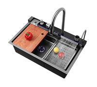 YCVAWEOD Juego de Fregadero de Cocina de Acero Inoxidable 304 con Fregadero de tazón Doble tazón de tazón para Usar el diseño Moderno LWX