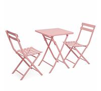 YCVAWEOD Juego de Muebles de Patio Plegables para Exteriores de 3 Piezas, Mesa y sillas de bistró de Metal para jardín, balcón, terraza, Juego de Comedor de Patio liviano Que Ahorra Espacio LWX