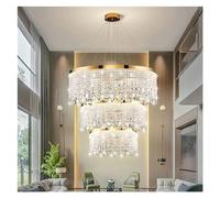 YCVAWEOD K9 Lámpara de Cristal para Sala de Estar, lámpara Colgante de Lujo, círculo LED Dorado, lámpara Colgante de Techo, diseño para decoración del hogar LED (luz cálida, C3) LWX