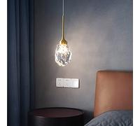YCVAWEOD Lámpara Colgante de Cristal de latón Cepillado Ajustable para Dormitorio, baño, Mini Accesorio Colgante LED para Isla de Cocina, 1 luz, 10x27,5 cm LWX