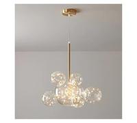 YCVAWEOD Lámpara Colgante de Cristal LED con esferas Modernas, Bola de Burbujas, iluminación Colgante Dorada para Comedor, Sala de Estar, Cocina y Dormitorio LWX