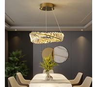 YCVAWEOD Lámpara Colgante de Cristal LED Moderna Chaner K9, Altura Ajustable, diseño Redondo para Dormitorio/salón/Cocina LWX