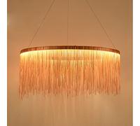 YCVAWEOD Lámpara Colgante LED con borlas, lámpara de Tambor Moderna, lámpara de Techo Decorativa para Sala de Estar, Dormitorio, Comedor, Hotel, Acabado en Oro Rosa, luz Blanca fría. LWX