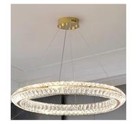 YCVAWEOD Lámpara Colgante LED de Cristal Dorado para Dormitorio, Sala de Estar, Cocina, Mesa de Comedor, decoración del hogar, lámpara de suspensión Redonda Moderna de Lujo, Moderna LWX