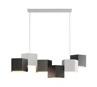 YCVAWEOD Lámpara Colgante LED Regulable Moderna para Comedor, Oficina, Sala de Estar, lámpara geométrica de 6 Luces en Blanco y Negro, diseño de Cubo contemporáneo, 80x42x70cm (31x17x28 Pulgadas) LWX