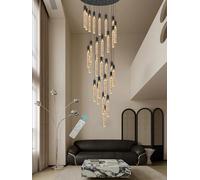 YCVAWEOD Lámpara de araña de Cristal Grande para techos Altos - Lámpara Colgante Regulable de 28 Luces para Escalera de Caracol de 12 pies - Iluminación Moderna de vestíbulo 2700K-4500K-6000K LWX