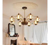 YCVAWEOD Lámpara de araña de latón contemporánea LED Retro Creatividad Sala de Estar Restaurante Dormitorio Estudio Hotel Villa Café Tienda de Ropa Lámpara Colgante para el hogar (R 8 Luces) LWX