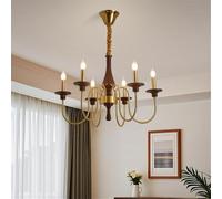 YCVAWEOD Lámpara de araña de latón contemporánea LED Retro Creatividad Sala de Estar Restaurante Dormitorio Estudio Hotel Villa Café Tienda de Ropa Lámpara Colgante para el hogar (W 6 Luces) LWX