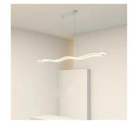 YCVAWEOD Lámpara de araña LED con Ondas, Mesa de Comedor, lámpara Colgante Moderna, luz Colgante nórdica Simple de Tira Larga para decoración del hogar Interior de Oficina (Blanco L80CM) LWX